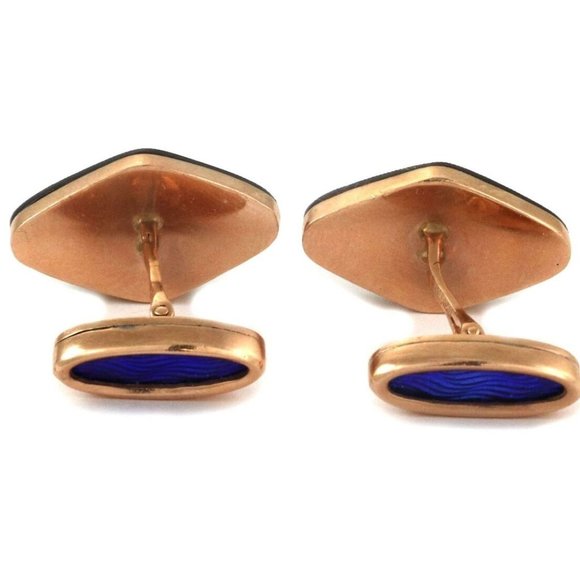 Old Russian RoseCut Diamond Ruby 14kGold Cufflinks - Picture 3 of 6